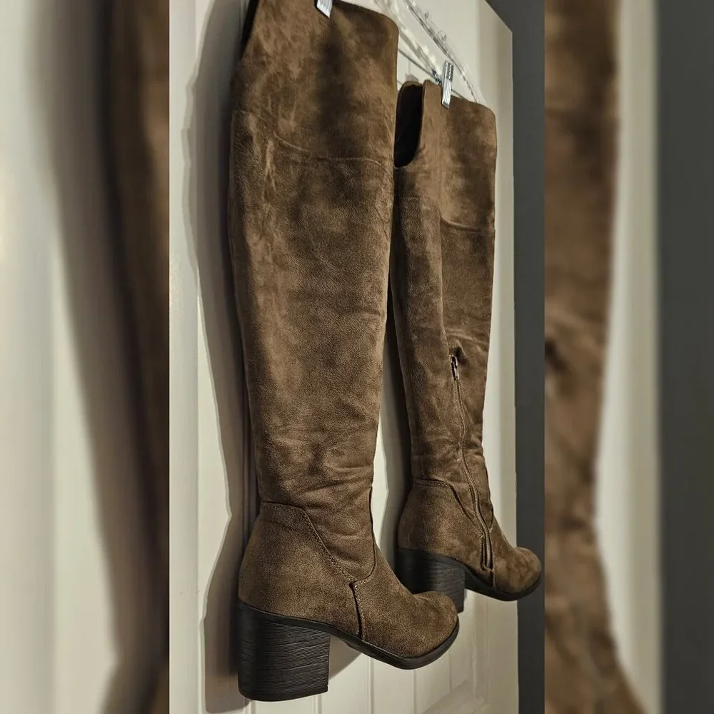 Journee Standard Calf Over the Knee Faux Suede Boots